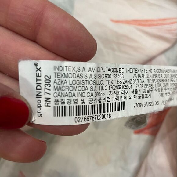 Zara Pastel Pink Tropical Floral Print Shirt dress Midi length - Picture 6 of 7